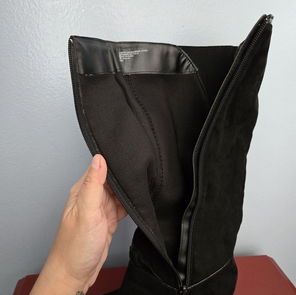 Karen Scott Mailaa Wide Calf Faux Suede Leather Heeled Zip Up Boots 6.5 - Picture 10 of 13